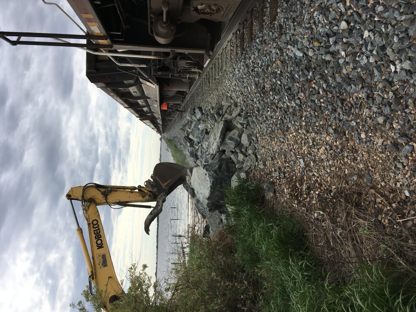 Riprap protection along the raised track